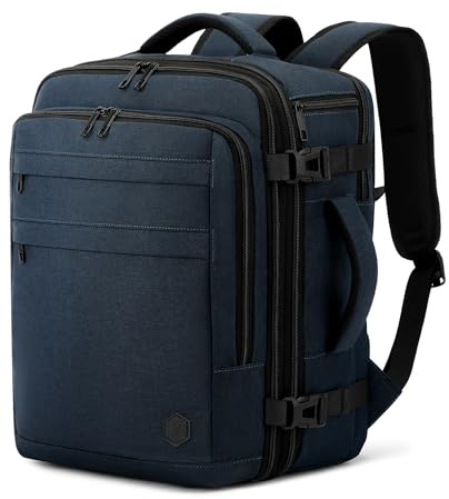 VANKEV Zaino da Viaggio Aereo per EasyJet Lufthansa British Airways Jet2 Espandibile 45x36x20 a 45x36x25, 32L a 40L, Bagaglio a Mano Per Viaggi Adatta a Laptop da 15,6 Pollici Blu Scuro