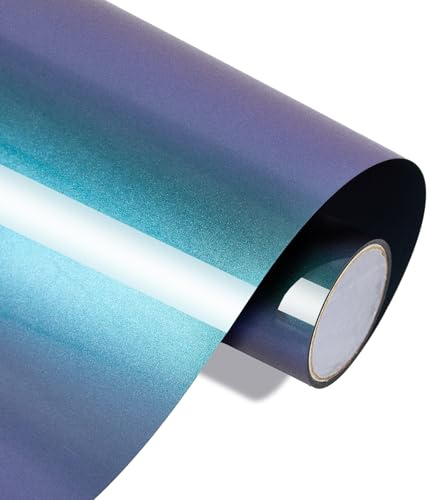 FOSER Kameleont, plotterfolie textil, gradient färger, överföringsfolie, plotter, strykfolie, järn på folie för plottermaskin, textilier (himmelsblå till lila (matt finish))