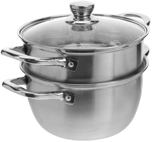 ULTECHNOVO Olla De Vapor Doble De Acero Inoxidable 9.84X7.87X6.88In Con Tapa Arqueada Para Cocinar Al Vapor Verduras Sopas Y Arroz En Cocina De Gas O EléCtrica