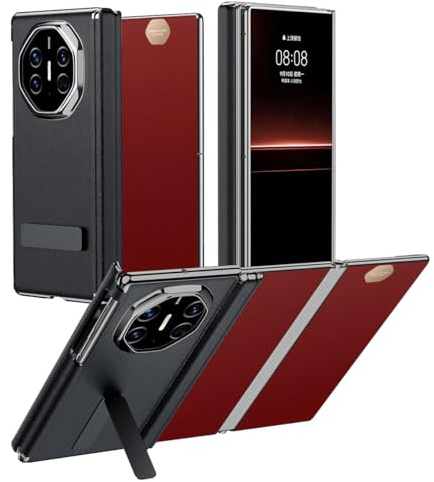 MiorMiar vikbart telefonfodral i läder för Huawei Mate XTS, ultratunt skydd med svängbart stativ för MateXT, dubbelaxlad skydd (svart, för Mate XTS)