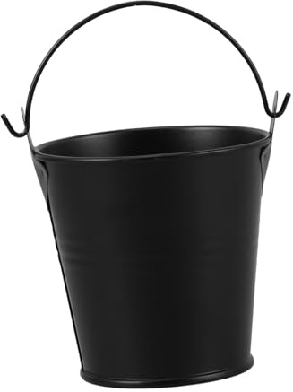 Abaodam Secchio Grasso Barbecue in Metallo Nero Contenitore Olio Outdoor Compatto Resistente e Facile da Pulire per Barbecue