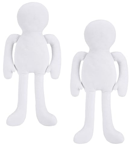 Tasdurian 2 Pcs Cloth Doll Body Blank Models Pre-Stuffed Muslin Doll Bodies for Making Therapy Reiki Energy Dolls Angels Scarecrows Primitive Dolls for Adult Therapists DIY Drawing (20 Inches,Simple)
