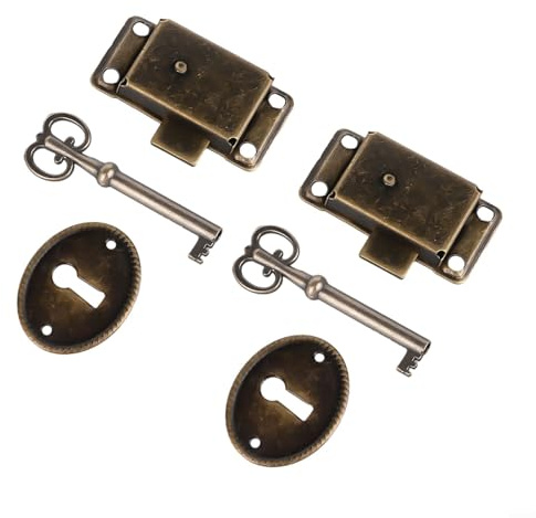 WIIYENA Antue Lot de 2 serrures de porte de placard avec clés pour tiroir et meubles Décoration de boîte à bijoux