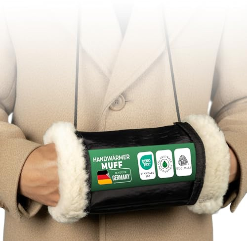Novaliv Handmuff 1er Set – Handwärmer ohne Strom aus 100% Schurwolle, außen wasserabweisend – kuscheliger Muff gegen kalte Hände für Winter, Spaziergang, Stadt und Weihnachtsmarkt warm Sein