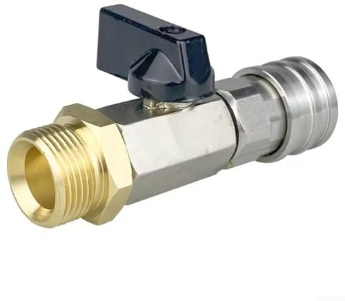 Gdfnmogo Válvula de bola de alta presión de conexión rápida de 1/4 pulgadas con accesorio de manguera M22 de 14 mm, interruptor de encendido y apagado de acero inoxidable y latón para vehículos