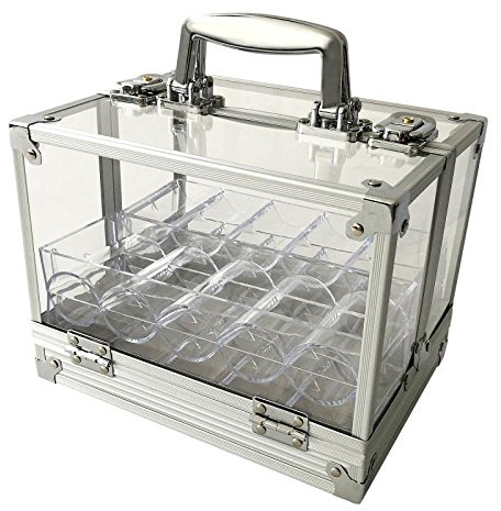 Yuanhe 600 Chip Clear Acrylic Poker Chip Locking Carrier-Includes 6 Chip Racks