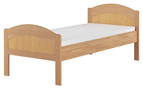 Erst-Holz Massivholzbett geschwungenes Seniorenbett Buche Natur 90x200 Bettgestell Matratze 60.75-09FLM