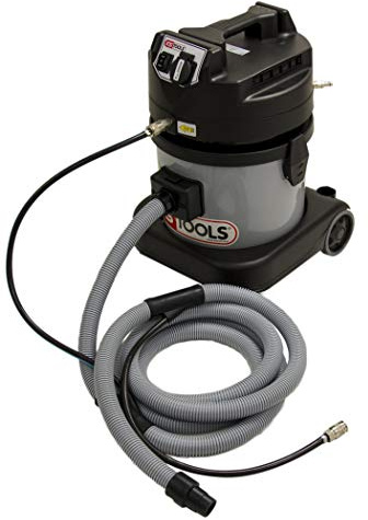 KS TOOLS 165.0111 - Centrale di aspirazione a vasca in plastica, 23 l, 1250 W, con un tubo di 4,5 m e un vassoio centrale