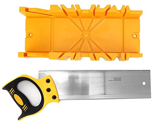 Mitre Box and Saw Set, 12 inch ABS Plastic Multiple Angle Clamping Mitre Box with 14 inch Back Saw for Woodworking
