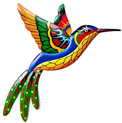 YEJAHY Wandkunst Dekoration Metall Kolibri – Schmiedeeisen Metall Vogel Wanddekoration hängende Dekoration – Indoor Outdoor Home Garden Hof Terrasse Zaun – Orange