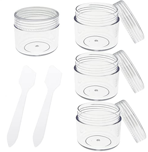 Small Plastic Containers with Lids 4PCS 20ml Wide Mouth Travel Pots for Toiletries Leakproof Sample Jars for Creams, Lotion, Cosmetics, Glitter Nail Art, Transparent