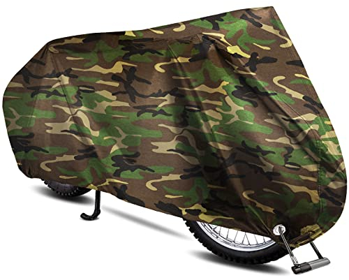 Housse Protection pour Moto Exterieur, Bicyclette Scooter Couverture Imperméable en Polyester Résistant aux déjections d'oiseaux, à l'eau, à la Poussière/Neige/Pluie, au Vent, UV - 200x70x110cm