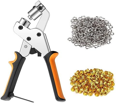 GothicBride Ösenzange Set, Magnetische Ösenpresse aus Kohlenstoffstahl Sichere Ösenpresse Ösenzangen Set mit 200 Ösen (Ø 10mm), Metallösen Kits Ösenstanze für Stoffe Planen und Sonnensegeln Leder