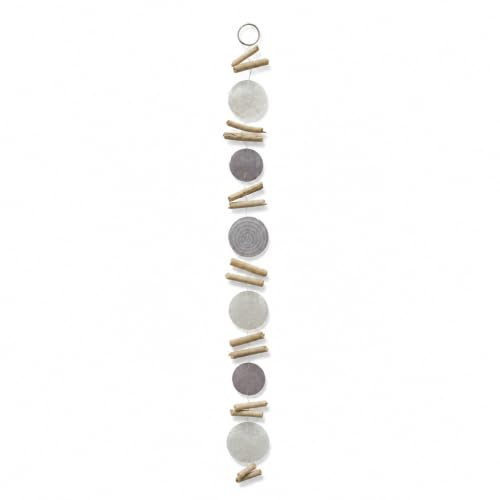 Guirnalda de Capiz, decoración de conchas con madera flotante, 180 cm, hecha a mano, decoración de ventanas, guirnalda de habitaciones, color gris natural, selección aleatoria