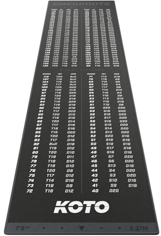 KOTO - Tapis Checkout Gris 237 x 60 cm, INCL. Indicateur de Score, Antidérapant, Tapis Flechette Sol