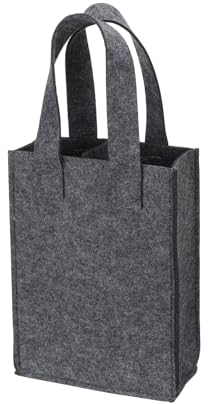 PATIKIL 2 Bottle Wine Carrier Tote Bag, Wine Bottle Carrying Bag with Divider Reusable Wine Storage Bag Felt Grocery Bags Portable Gift Bag, Grey