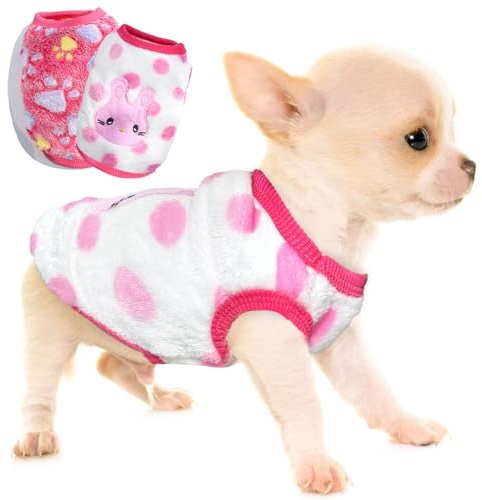 Conjunto de 2 Piezas para Chihuahuas y Perros Miniatura, Ropa navideña para Cachorros y Gatos, Abrigada, para Invierno (XS)