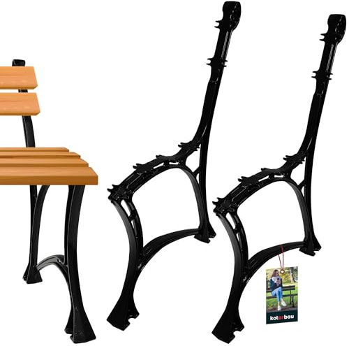 KOTARBAU® 2er Set Bankfuß Schwarz 740x510 mm Aluminium Bankgestell Metall Gartenbank Metall Bankkufen Bankbeine Bank Kufen Füsse für Bank Sitzbank Parkbank