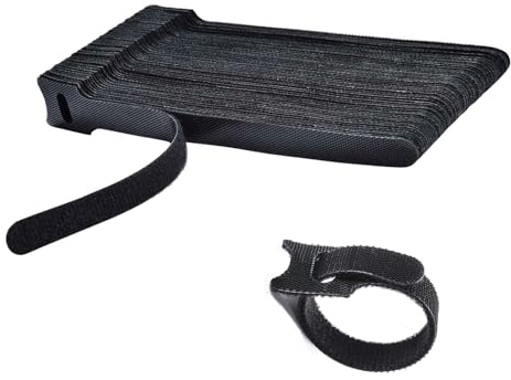 AQSQWQ Wiederverwendbare Kabelbinder Schwarz 60 Stück, Kabelbänder für Kabelmanagement aus Nylon– Ideale Kabel Organizer für Schreibtisch Ladekabel, PC-Kabel, Super Haltbar Selbsthemmend Kabelbinder