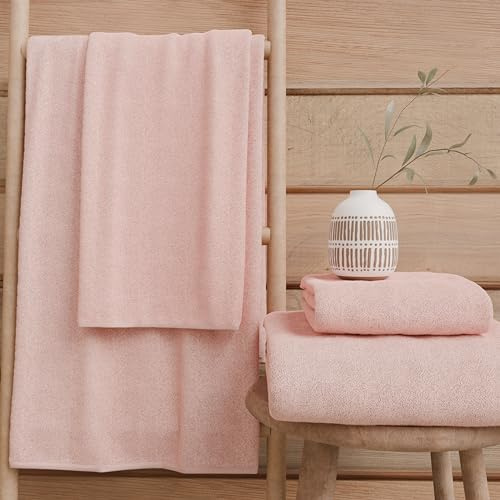PETTI Artigiani Italiani - Asciugamani Bagno in 100% Spugna di Cotone, Set Asciugamani 1+1, 2 Pezzi 1 Asciugamano Viso e 1 Asciugamano Mani, Asciugamani Rosa