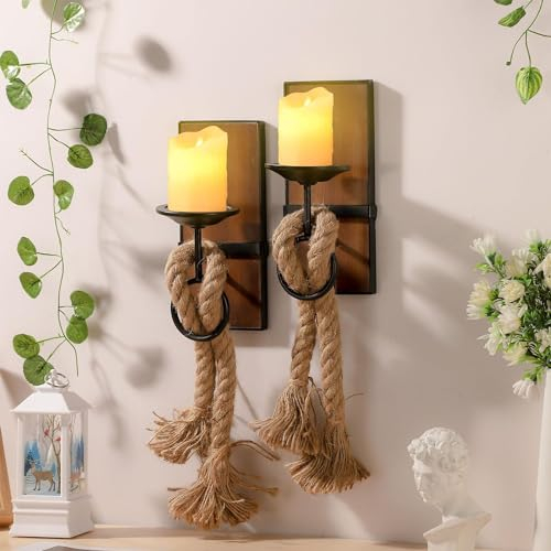 2 Stück Wandhalter für Kerzen,Wandkerzenhalter Holz,Kerzenständer für Wandmontage,Wand Kerzenhalter für Deko