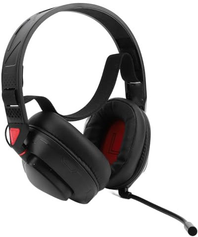 Bewinner PC Gaming Headset, 4 Modes Wired 2.4G Wireless Bluetooth with Noise Cancelling Mic, Adjustable Headband, Ove Ear Gaming Headphones for PC Laptop (Black Red)