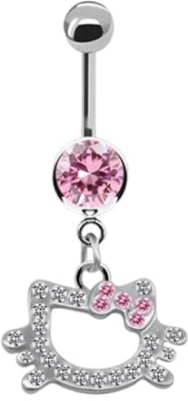 EIROVYA EIR Bauchnabelpiercing,Chirurgenstahl Piercing Schmuck,Niedliche Kätzchenform,Piercing Bauchnabel,Bauchnabelpiercing Ring,Bauchnabelpiercing Lang,Bauchnabelpiercing 10mm,Rosa