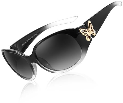 TJUTR Polarisierte Sonnenbrille für Damen Wrap Around Sonnenbrille mit UV-Schutz Trendy Schmetterling Design