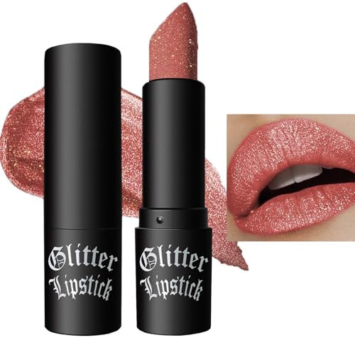Rossetto Glitterato Rosso Perlato Shimmer a Lunga Durata 24 Ore, Altamente Pigmentato, Antiaderente per Labbra da Donna (02)