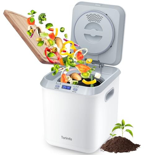 Compostador eléctrico para cocina: contenedor de abono inteligente, sin olor, limpieza automática, pantalla LED, 2.5 L