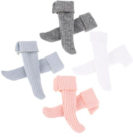 Puppenkleidungsset 4 Paar Minisocken Verkleidungszubehör Spielzeugpuppenschuhe Lätzchen Lebensechter Modeschmuck Für Mädchen