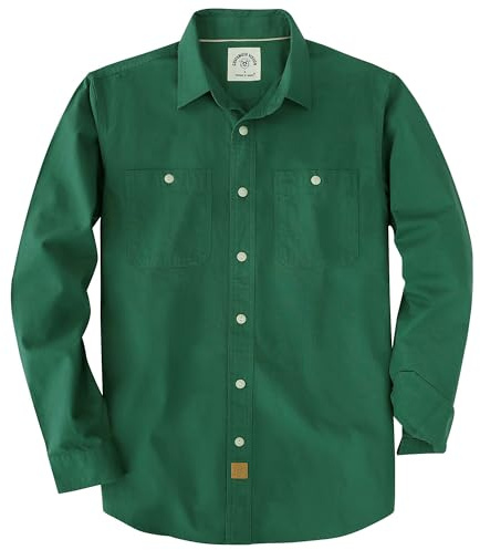 Dubinik® Camicia Uomo Chambray Lavoro Cotone Bottone Manica Lunga Due Tasche Casual