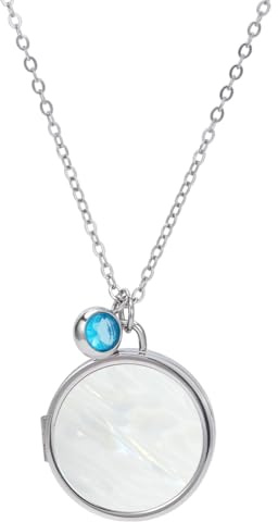 NBEADS Ciondolo A Medaglione Piatto e Rotondo, Collana con Medaglione In Conchiglia Naturale Da 45.7cm per Donne, Anniversario, Creazione di Collane Commemorative Fai Da Te, Argento