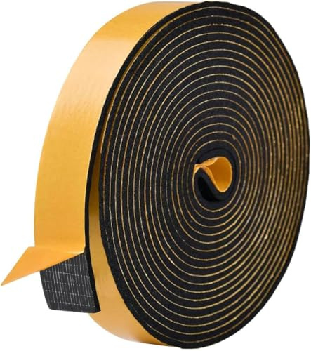 Foam Rubber Tape Self Adhesive- 25mm Wide - 6mm Thick,High Density Neoprene Weather Strip,Gasket Seal,Anti-Vibration,Anti-Collision, Shockproof Insulation for Window Door Car,3 Meters