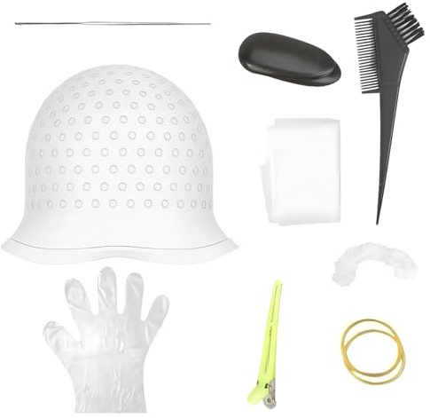 9-Piece Hair Highlighting Kit, Includes Highlight Cap with Coloring Tools Accessories, DIY Hair Coloring Set for Home or Salon Use, Hairdressing Tools for Women Girls