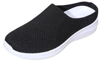 HAOLEI Slip On Trainers Women, Ladies Walking Shoes Wide Fit Casual Closed Toe Mesh Upper Sandals Work Gym Running Sneakers Loafers Moccasins Water Shoes Open Back Sports & Outdoor Clogs Mules