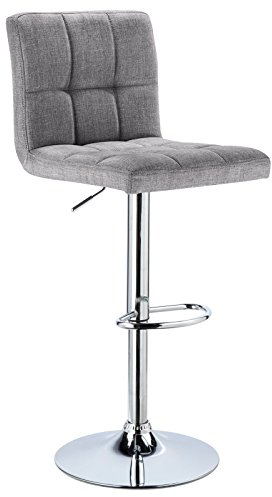 WOLTU 1 x Barhocker Barstuhl Tresenhocker Stuhl drehbar und höhenverstellbar Tresen Hocker Leinen Hellgrau BH32hgr-1