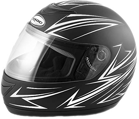 Saferide | Integralhelm Black-Weiß Matt XL 61-62 cm Helm Motorrad Quad Damen Herren Roller Gesichtsschutz Klapphelm Erwachsene Regenschutz Sturzhelm Motorradhelm Moped Mofa