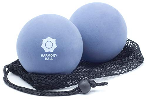 Set de 2 balles de massage en caoutchouc naturel avec filet - Balles de massage de 9 cm chacune - Agréablement souples, parfaites pour les fascias et l'auto-massage