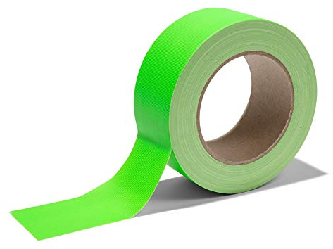 Bande de tissu Gaffa, bande adhésive de couleur néon en tissu enduit de PE, bande de gaffa fortement adhésive en caoutchouc naturel, largeur 50 mm x longueur 25 m, épaisseur 0,36 mm, vert néon mat