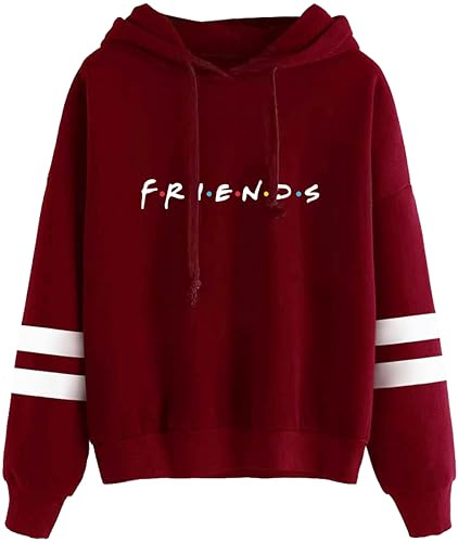 PANOZON Sudadera Friends Serie para Mujer Chaqueta Deportiva con Capucha Mangas Largas Estilo Casual Adolescentes (S, Rojo FR-6)