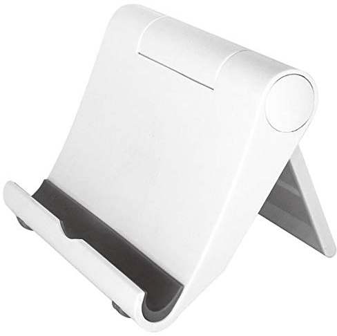 Soporte Movil Mesa Multiángulo Blanco Apoya Móviles Ajustable Plegable Antideslizante Sujeta para Móvil y Tablet Atril para Telefono de Escritorio