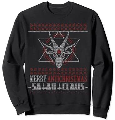 Felice Antichristmas Satana Claus Ugly Maglione Natale Felpa