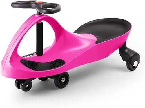 Curvaso Wiggle Car Kids Push Ride On Car Swivel Scooter Childrens Indoor Outdoor Twist Gyro Toys Girls Pink Black