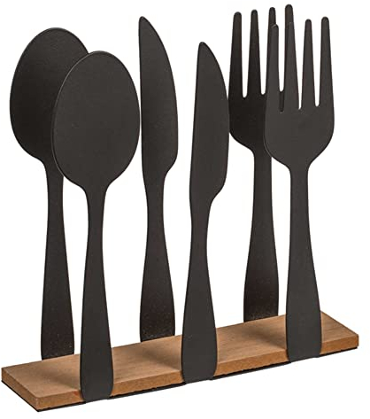 mtb more energy Deko Serviettenhalter ''Black Cutlery'' - schwarzer Metall-Serviettenständer im Essbesteck-Design - origineller Halter für bis zu 20 Papier-Servietten - Tischdeko Esstisch
