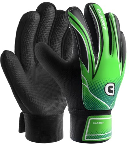 Clbort Soccer Goalie Gloves Youth Kids, Goalkeeper Gloves with Super Grip Palms, Anti-Slip Soccer Gloves, Double Wrist Protection