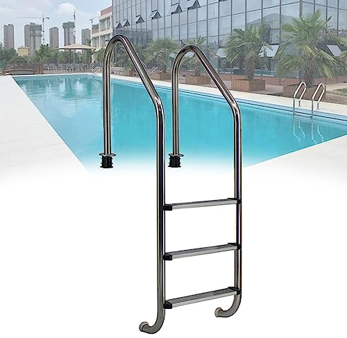 DOZPAL Échelle de Piscine enterrée en Acier Inoxydable pour piscines, Bains thermaux, piscines thermales et Parcs Aquatiques - Marches d'échelle Robustes pour Piscine,A-3steps