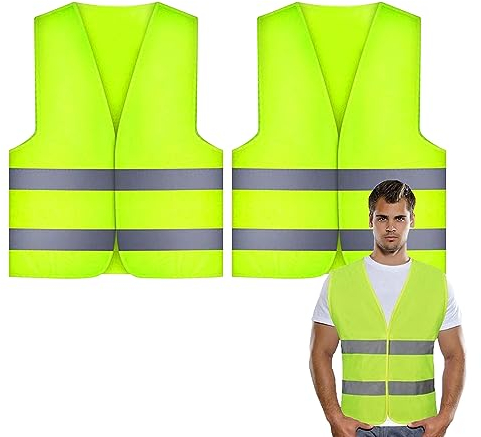 SALADOCY 2 Stück Warnwesten Auto, Warnweste Auto Damen Herren Erwachsene, high Visibility Vest, Einheitsgröße, Sicherheits Set