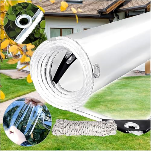 LCYFBE 1.4 x 2m Gewächshaus Gartenmöbel Plane Transparent mit Ösen - PVC Balkon Pavillon wasserdicht Abdeckplane Faltbar Transparente Vorhang Windschutz Tarp für Outdoor Camping Vordach