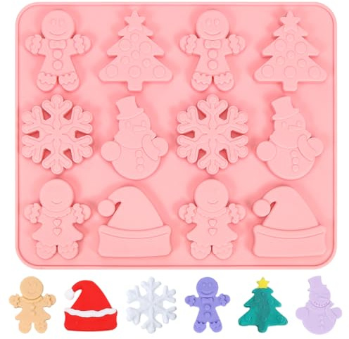 O-Kinee Jul silikonform, jul bakform snöflinga, pepparkaksgubbe kakform, silikon jul chokladform, julgran ljusform, för tårtor fondant ljus jul kakor bakning, B0CGHXGZ97